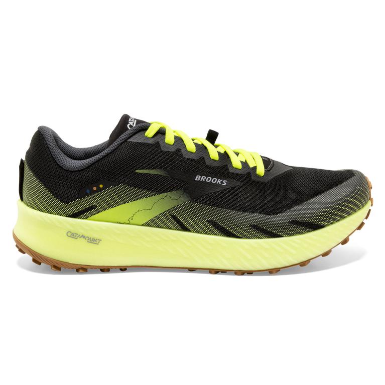 Brooks CATAMOUNT Trail Running Shoes Mens Canada - Black/Nightlife/GreenYellow (HZL756089)